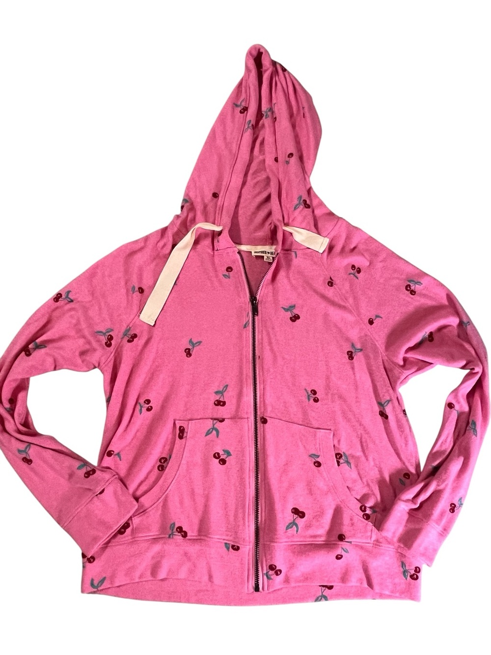 Inspired Hearts Pink Cherry-Print Hooded Zip Up Jacket
XL